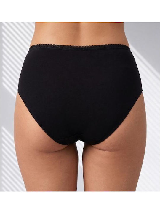 Baumwolle Hohe Taille Damen-Slips MultiPack Schwarz K2503