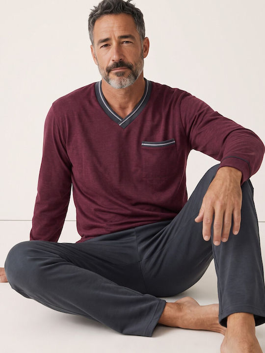 Ανδρική Πιτζάμα Collection Urban V-neck Φούτερ 65% Βαμβάκι Ελληνικής Κατασκευής Μπορντό Cl2715-62-μπορντώ Ανδρική Πιτζάμα Collection Urban V-neck Φούτερ 65% Βαμβάκι Ελληνικής Κατασκευής Μπορντό Cl2715-62-μπορντώ