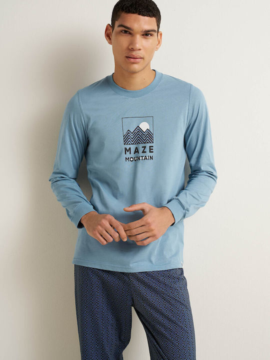 Vamp Winter Herrenpyjama Hellblau
