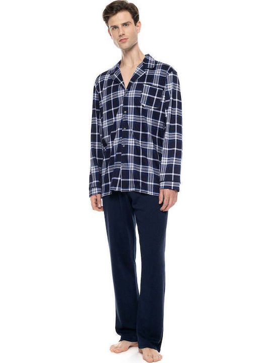 Ulisse Χειμερινή Ανδρική Πιτζάμα Midnight Blue Plaid