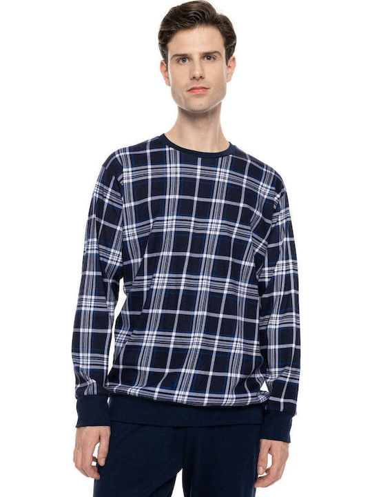 Ulisse Χειμερινή Ανδρική Πιτζάμα Midnight Blue Plaid