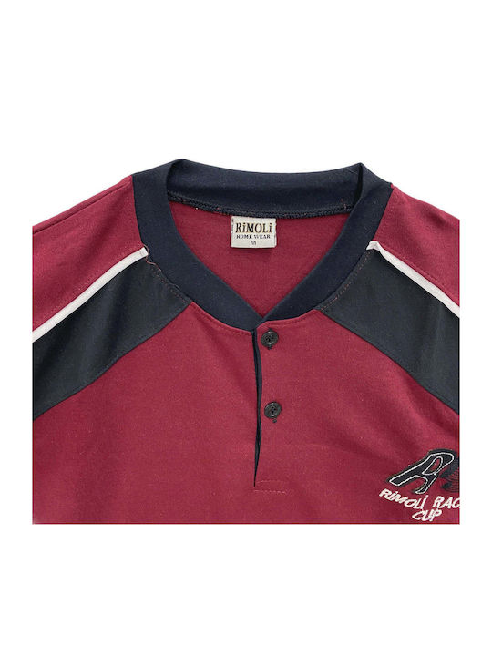 Ansin Pijama de iarnă pentru bărbați din bumbac burgundy