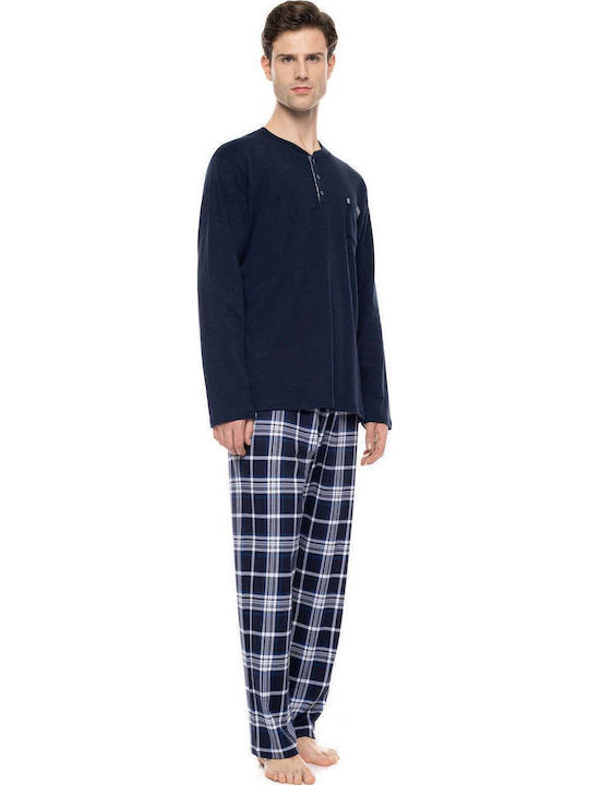 Ulisse Χειμερινή Ανδρική Πιτζάμα Midnight Blue Plaid