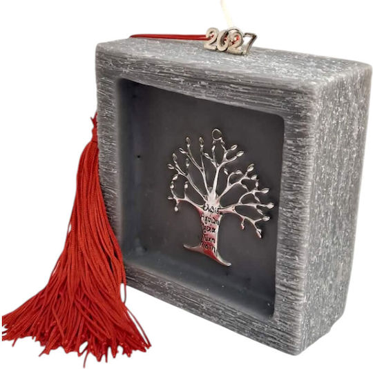 Kalliopi Silver Настолно Щастие за Дома Малко Дърво Сиво от Свещ 2027 11x11см