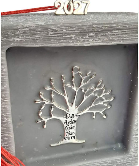 Kalliopi Silver Настолно Щастие за Дома Малко Дърво Сиво от Свещ 2027 11x11см
