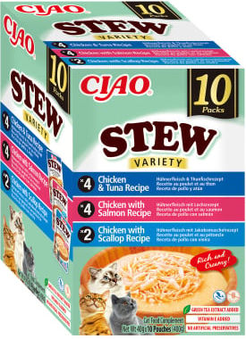 Inaba Ciao Churu Tocăniță Sortiment Pentru Pisici Pui & Ton Somon Scoică 10 X 14 G