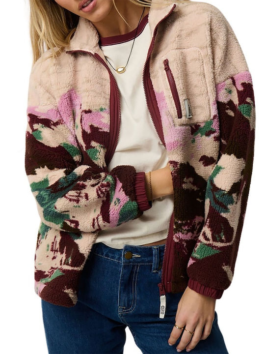 Damen Strickjacke mit Reissverschluss Dunkles Pflaume