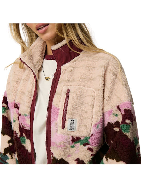 Damen Strickjacke mit Reissverschluss Dunkles Pflaume