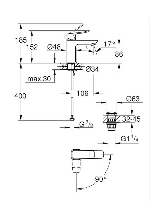 Grohe Baterie Mixer Monocomandă Pentru Chiuvetă Neagră