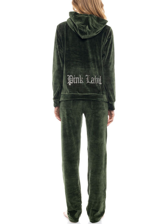 Velvet Tracksuit Set Dark Green