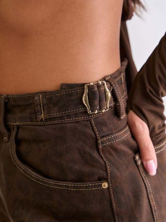 Women's Jean Pants in Baggy Leg Style Brown
