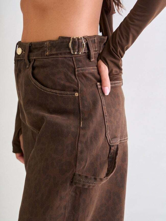 Women's Jean Pants in Baggy Leg Style Brown
