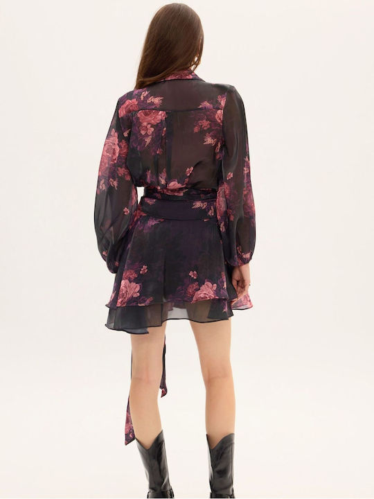 Set Cu Fustă Mini Floral Neagră