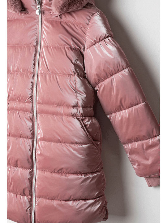 Evita Kids Short Fur with Hood Pink