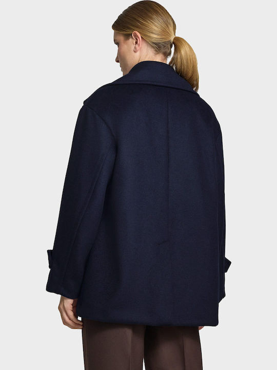 Γυναικείο Παλτό Dark Blue Oversized με Κουμπιά