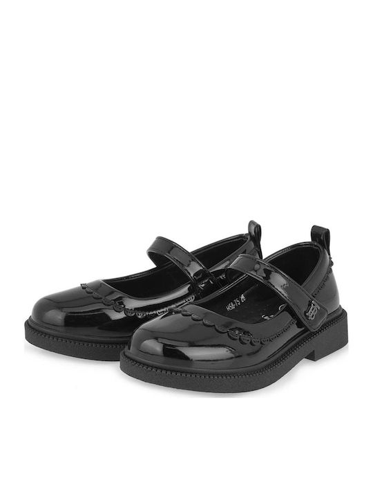 Kids Ballerinas with Hoop & Loop Closure Black