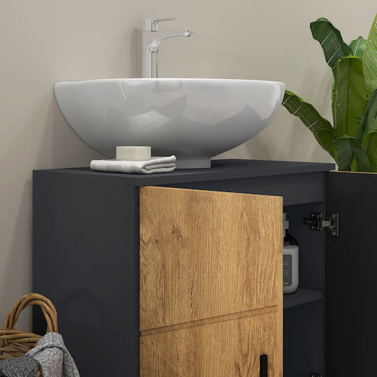 Kleankin Badezimmer Waschtisch-Einheit Ohne Waschbecken M60xB30xH60cm Eiche
