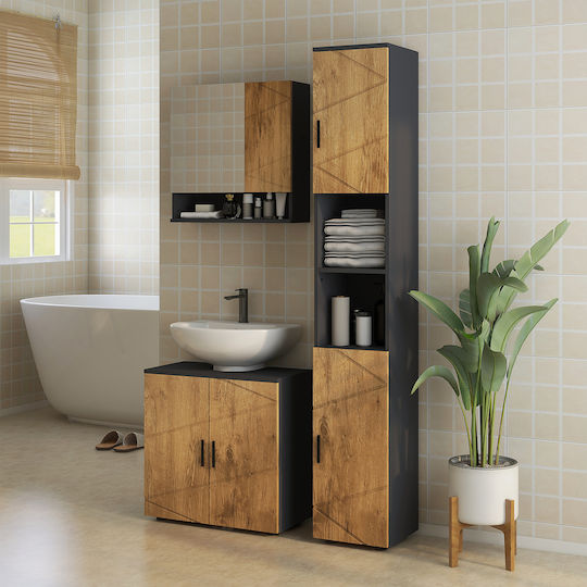 Kleankin Badezimmer Waschtisch-Einheit Ohne Waschbecken M60xB30xH60cm Eiche