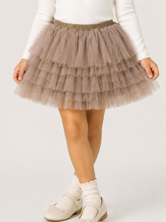 Kids Tulle Tulle Beige Skirt