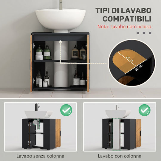 Kleankin Badezimmer Waschtisch-Einheit Ohne Waschbecken M60xB30xH60cm Eiche