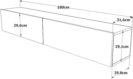 Стенен TV шкаф Антрацитен 180x30x31.6см