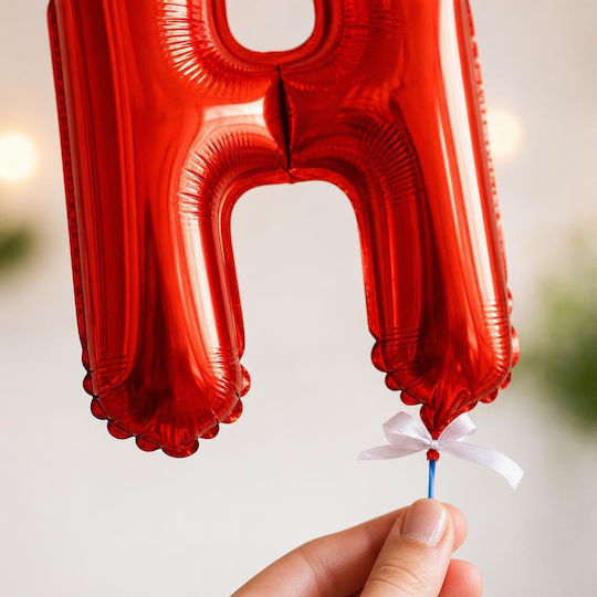 Set of 5 Number Balloons with Name Foil Red 40cm with Personalization