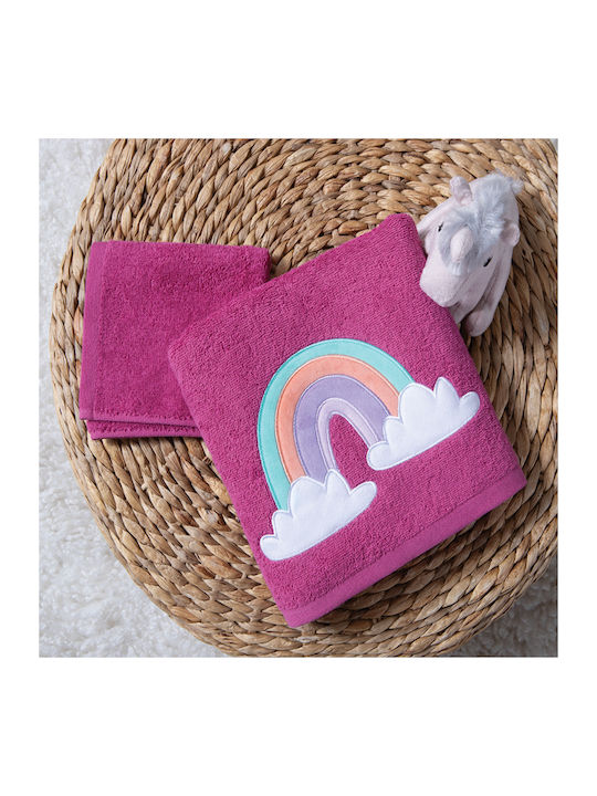 Nef-Nef Homeware Set Babyhandtücher 2 Stück Rainbow Mood Lila 70x140cm Gewicht 420gr/m²
