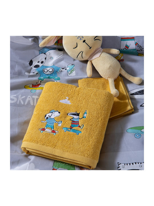 Nef-Nef Homeware Set Babyhandtücher 2 Stück Cool Skating Senf 70x140cm Gewicht 420gr/m²