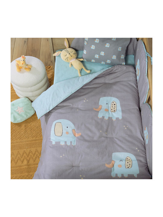 Nef-Nef Homeware Set Babyhandtücher 2 Stück Elefanten Grau 70x140cm Gewicht 420gr/m²