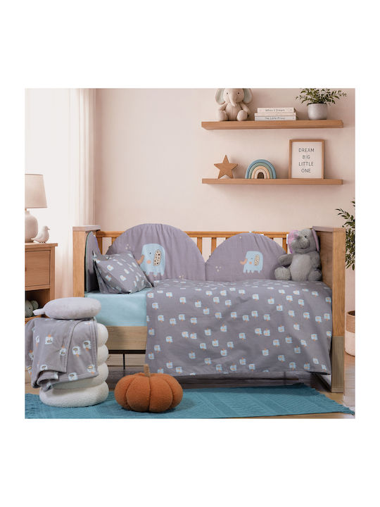 Nef-Nef Homeware Set Babyhandtücher 2 Stück Elefanten Grau 70x140cm Gewicht 420gr/m²