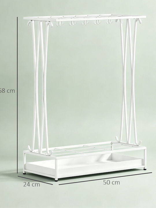 HomCom Ομπρελοθήκη Μεταλλική Λευκή 50x24x68cm