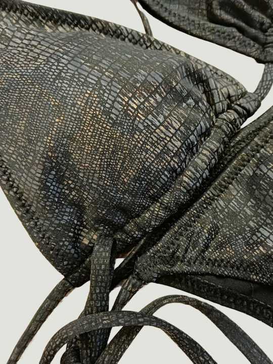 Set Bikini Τριγωνάκι με Αφαιρούμενη Ενίσχυση & Brazil Animal Print Μαύρο