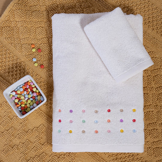 Nef-Nef Homeware Kinderbademantel Dots Ecru/Blau mit Kapuzen-
