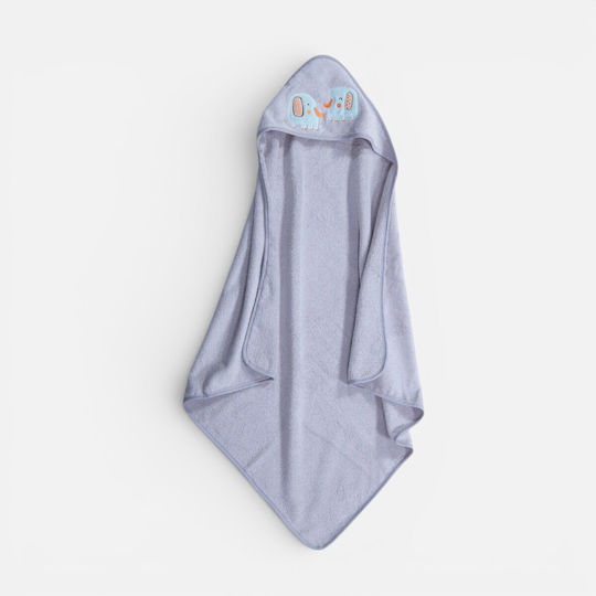 Nef-Nef Homeware Kids Bathrobe Elephants Grey Hooded