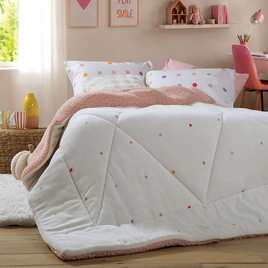Nef-Nef Homeware Kinderbademantel Dots Ecru/Pink mit Kapuzen-