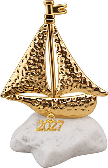 Galifas Tischplatte Glücksbringer Boot Gold 2027 8x10cm