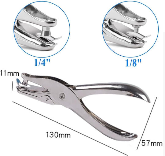 Set of 2 Manual Single Hole Paper Punches Paper Marks Hole Dimensions 6 Mm 1/4 Inch 3 Mm 1/8 Inch Durable Metal Body Residue Collection Container Office Notebooks Exams Creative Projects