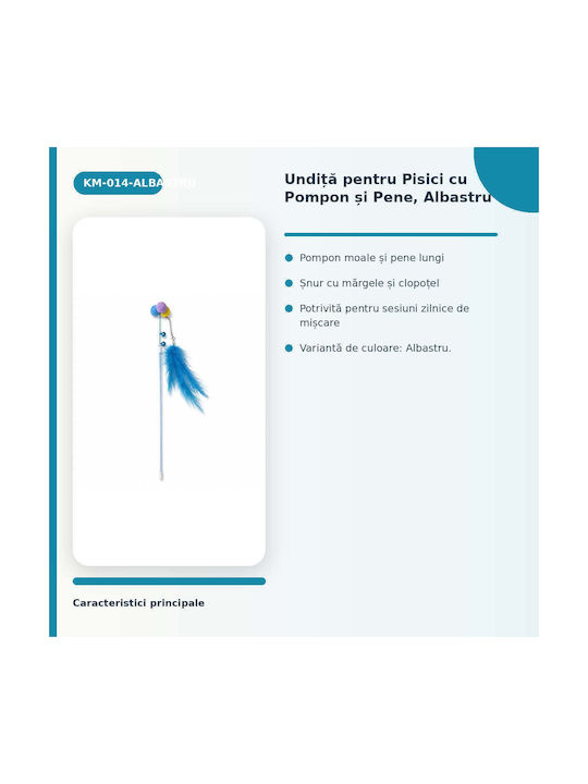 Băț De Pisică Pompon Pene Albastre