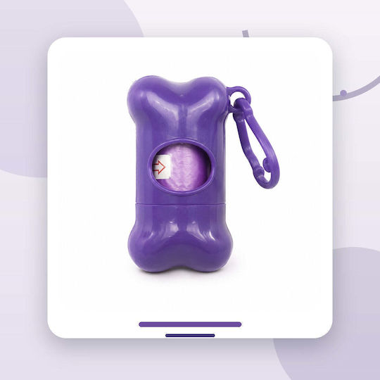 Dispenser Igienic De Saci Pentru Câini Formă De Os Clip Violet