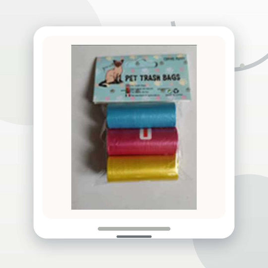 Set 3 Saci Igienici Pentru Câini Rezerve Colorate Albastre Roz Galbene