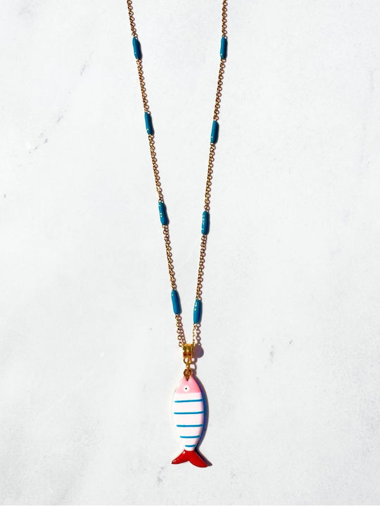 Kaleido Necklace From Gold Plated Steel Turquoise
