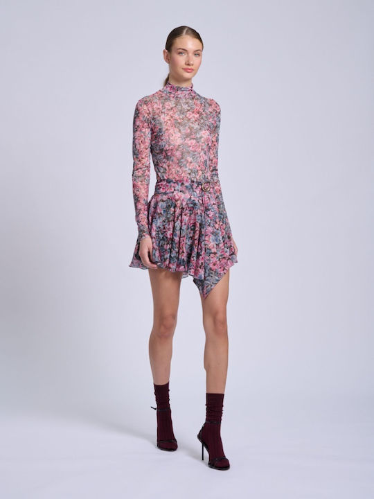 Damen Bluse Rollkragenpullover Blumen Floral