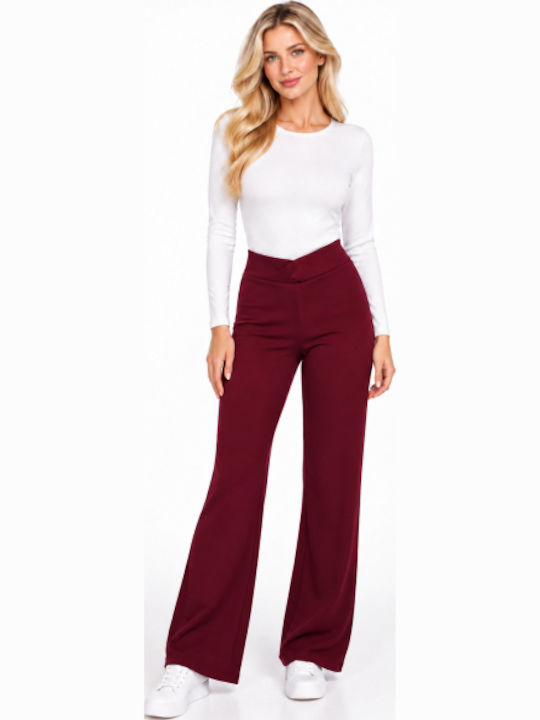 Women's Fabric Trousers in Regular Fit Burgundy WB-41096-27TR-BURG