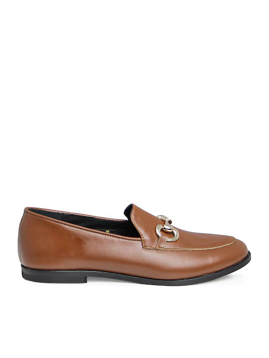 Leder Damen Mokassins in Tabac Braun Farbe