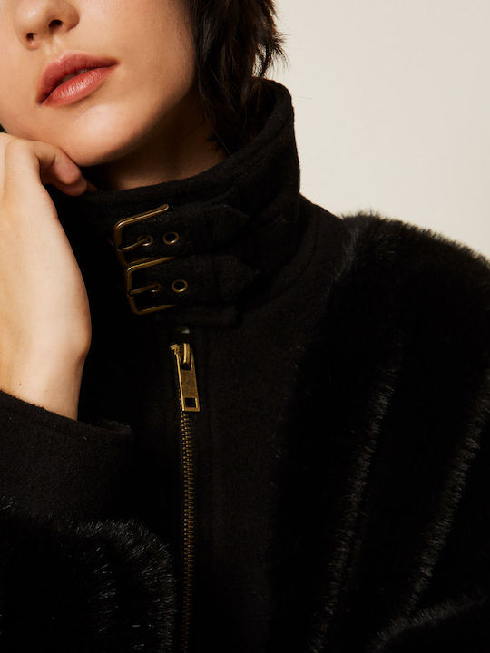 Long Women's Black Fur