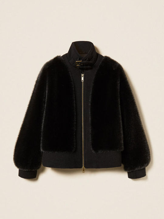 Long Women's Black Fur