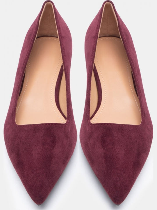 Pantofi Cu Toc Ascuțiți Cu Toc Jos Burgundy