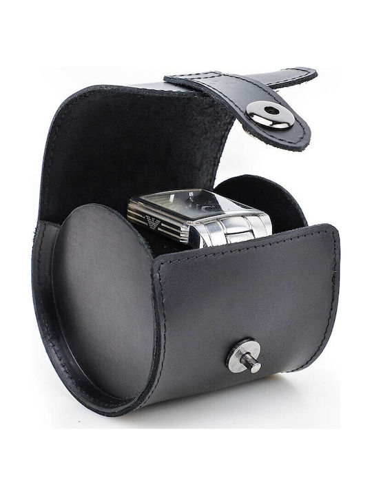 Leather Travel Case For 1 Watch Black