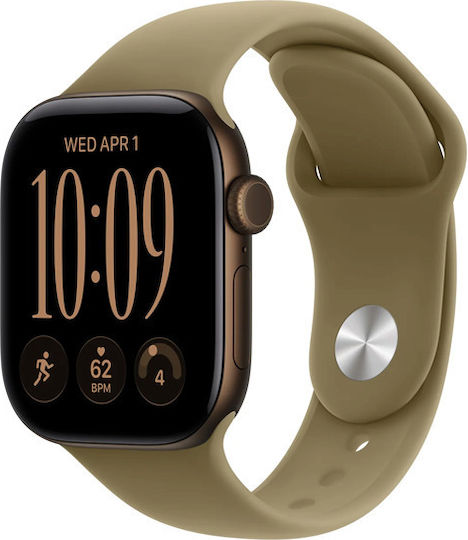 Apple Watch Series 12 Aluminum 42mm Waterproof with Heart Rate Monitor (Dark Bronze Aluminum with Olive Sport Band - M/L)