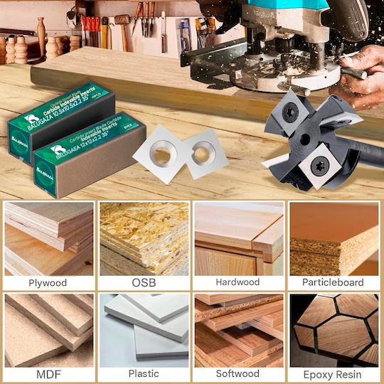 Set 10 Inserții Hm din carbură detașabile Freze de frezat Rindele pătrate 12x12x2.2 mm 4 muchii de tăiere unghi de 35 de grade duritate Hra95